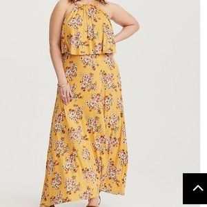 Yellow floral cutaway maxi dress
